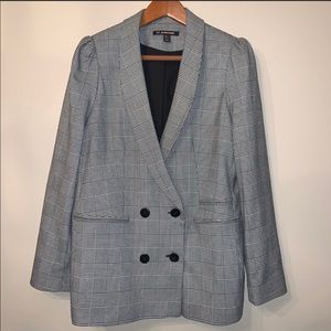 Zara Plaid Double Breasted Blazer, M